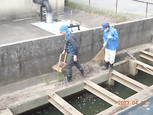 水路清掃、ポンプ点検